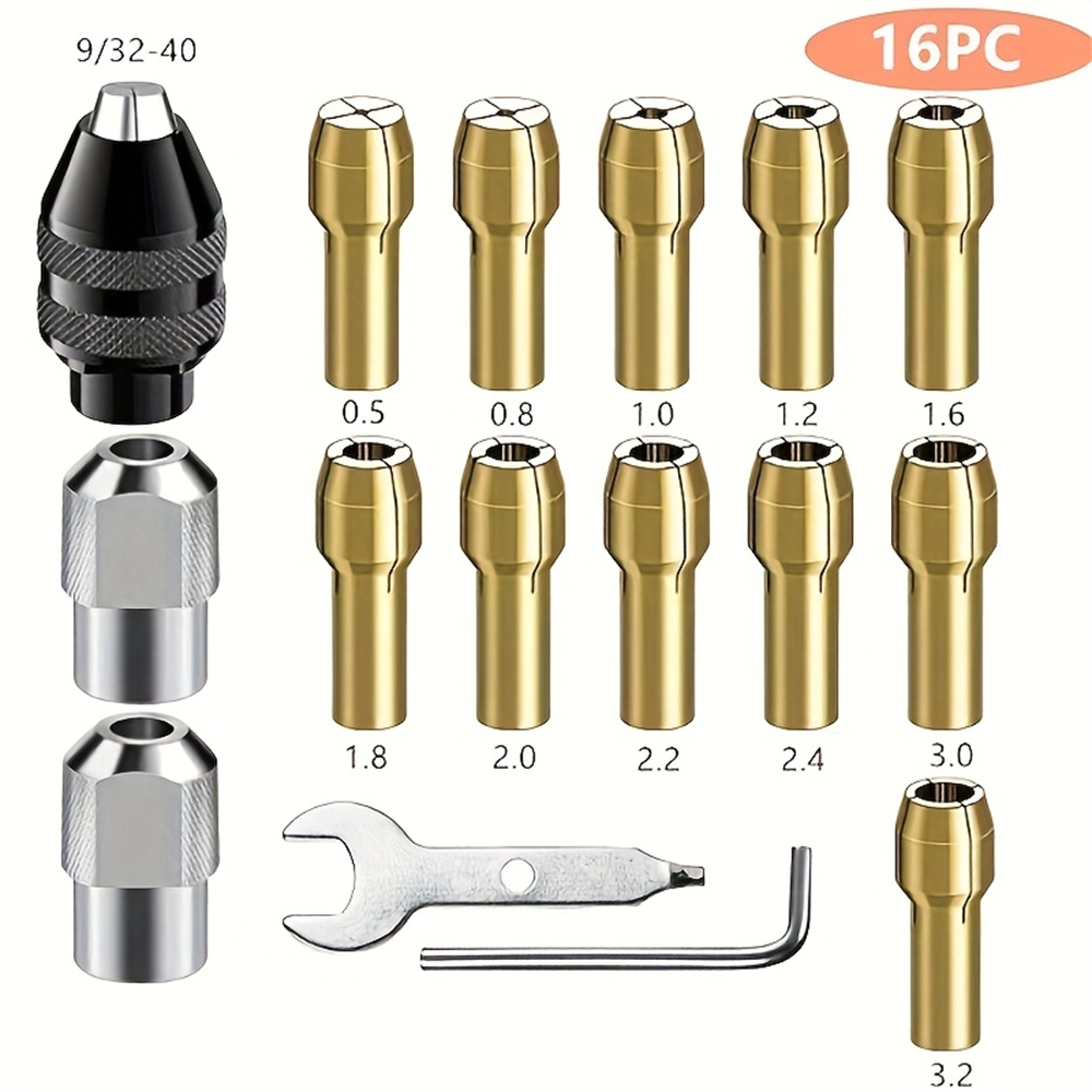 Rotary Tool Kit - 16-Piece Portable Household Rotary Tool Chuck