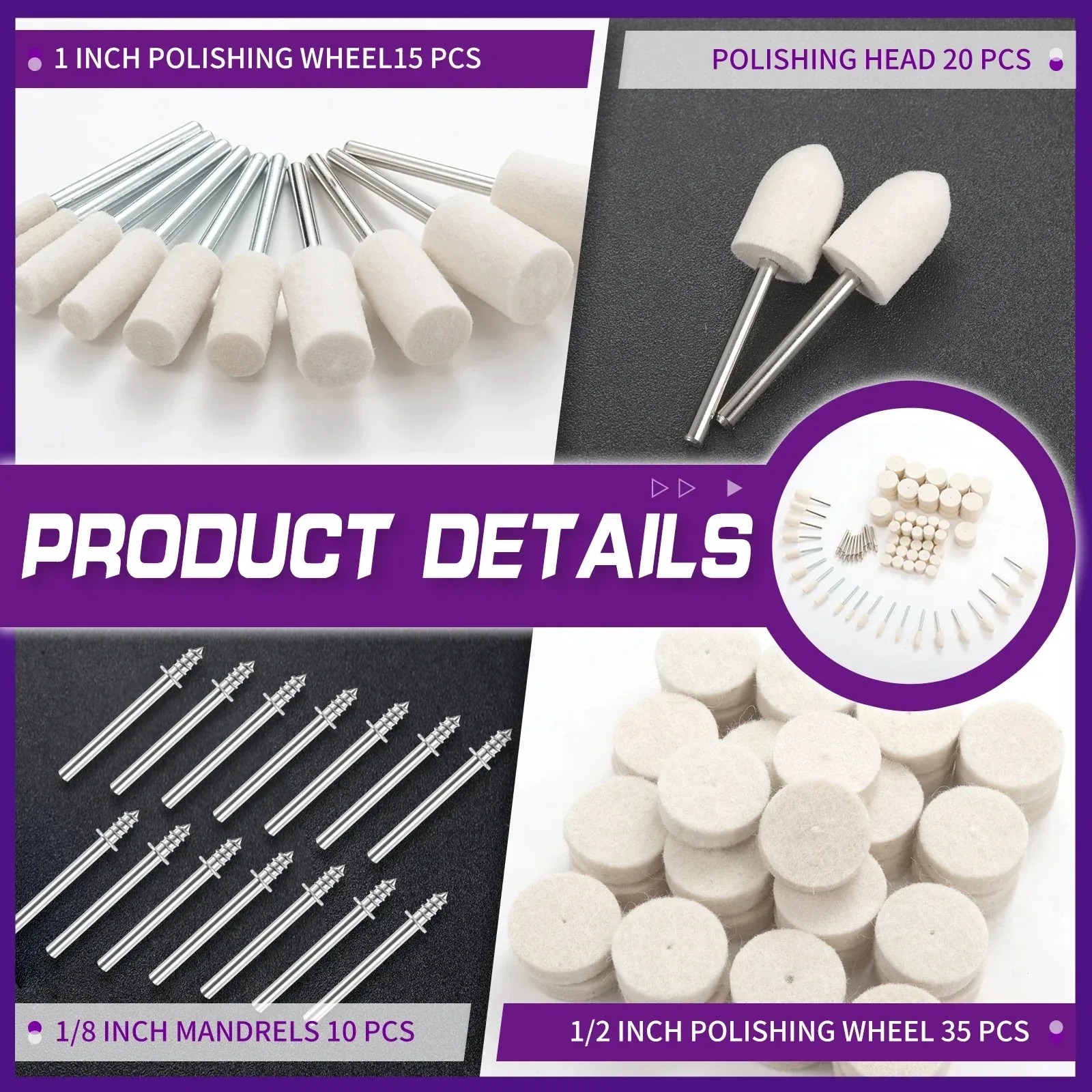 80PCS Wool Felt Buffing Wheel  - Rotary Tool Kit recension och pris